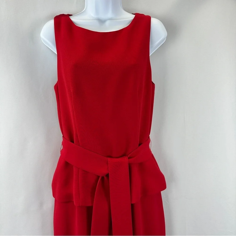 Luxe YL by Yair Red Sheath Dress with Peplum - Vintage Bloomingdale's Size 8 - Picture 3 of 8